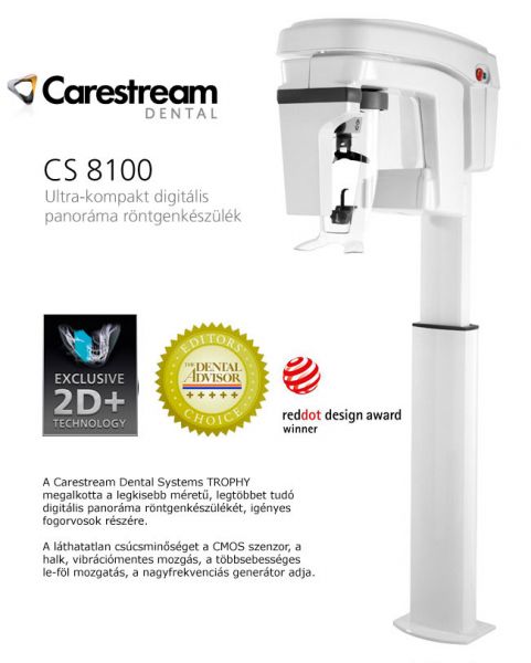 CS 8100 Magasan szofisztikált, ultra-kompakt digitális panoráma röntgenkészülék, 2D+ exkluzív  - fogászati berendezések